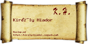 Király Hiador névjegykártya